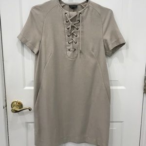 Topshop tan dress with lace up